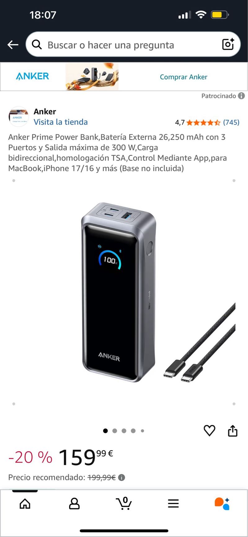 Batería Externa Anker Prime 26250 mAh