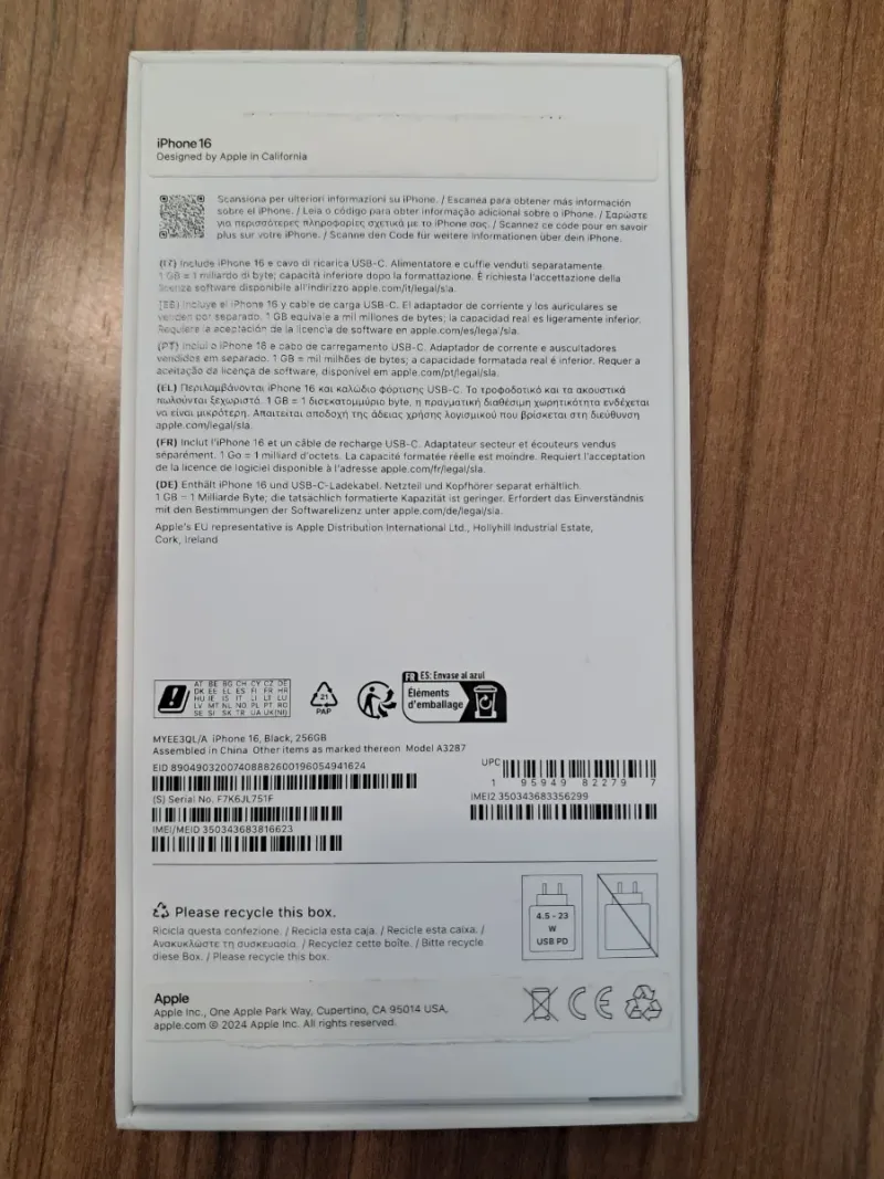 iPhone 16 A3287 256GB Negro afbeelding 2