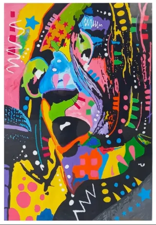 4 Ritratti Beatles Dipinti a Mano Tempera su Carta