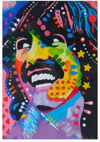 4 Ritratti Beatles Dipinti a Mano Tempera su Carta