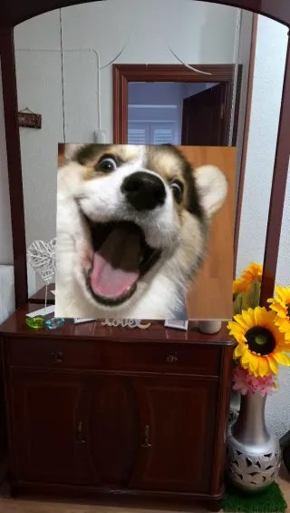 Mueble y espejo de madera y cristal