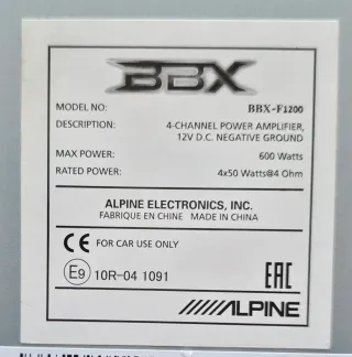 Amplificador 4 canales Alpine BBX-F1200 600W