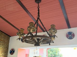 Mesa y 4 Sillas Hierro Rústico Cristal