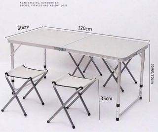 Mesa plegable 120x60cm con 2 taburetes
