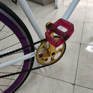 Bici Urbana Fixie Blanca Ruedas Moradas