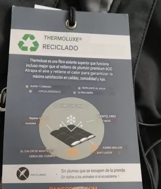 Abrigo Rainforest Thermoluxe Talla M Negro.