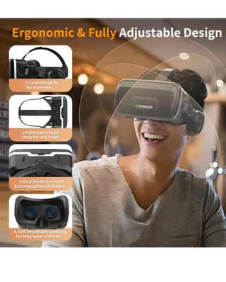 Occhiali VR per Realtà Virtuale con Cuffie, Immersivi per Giochi e Film 3D, Compatibili con Smartphone iPhone e Android (4,7–7,2"), Giocattolo, Regalo di Compleanno e Natale per Amici