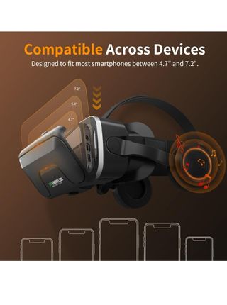 Occhiali VR per Realtà Virtuale con Cuffie, Immersivi per Giochi e Film 3D, Compatibili con Smartphone iPhone e Android (4,7–7,2"), Giocattolo, Regalo di Compleanno e Natale per Amici
