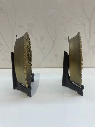 2 Cuadros Antiguos Óleo Flores Marco Dorado