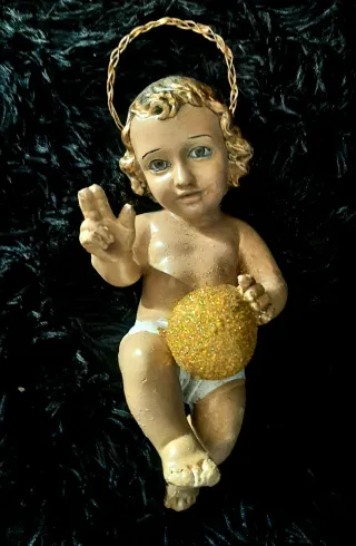 Niño Jesús Antiguo Ojos Cristal Sellado