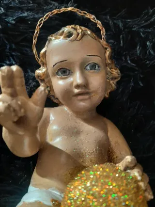 Niño Jesús Antiguo Ojos Cristal Sellado