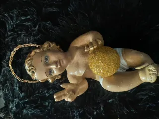 Niño Jesús Antiguo Ojos Cristal Sellado