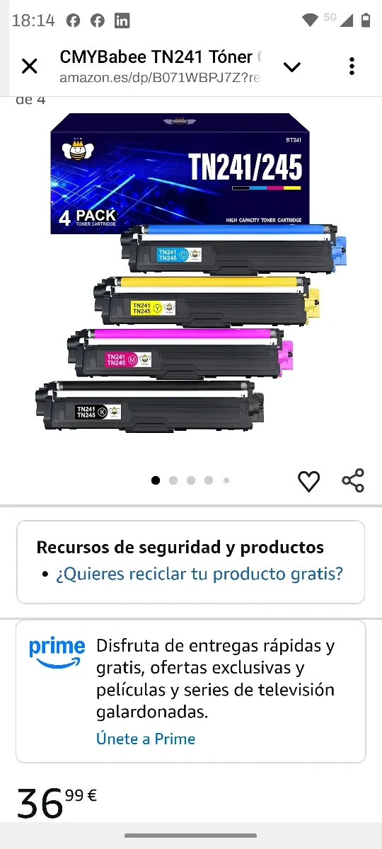 Tóner TN241  compatibles Brother HL-3140CW afbeelding 5