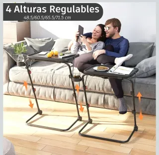 2 Mesas Auxiliares Plegables Ajustables