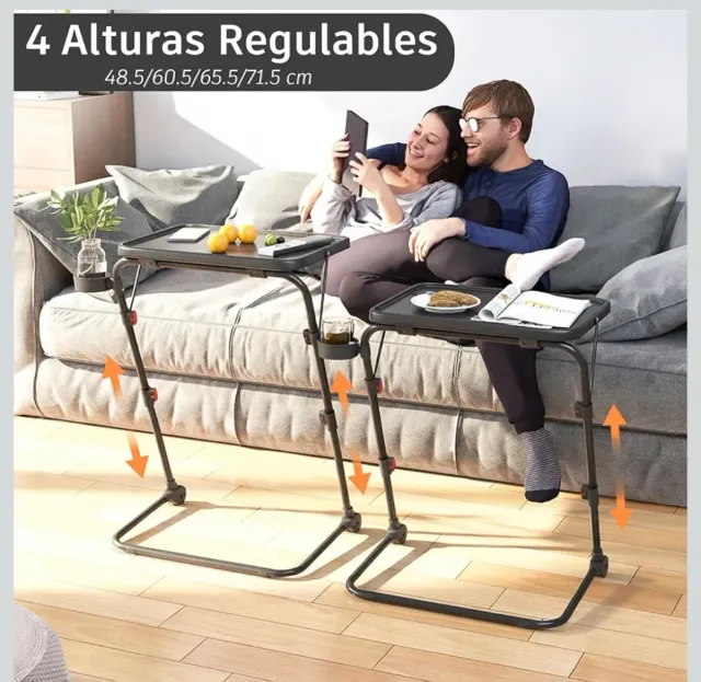 2 Mesas Auxiliares Plegables Ajustables