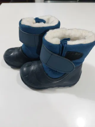 Stivali neve bambino blu con pelliccia