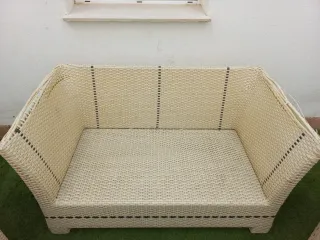 Sofá y 2 sillones Smania ratán beige