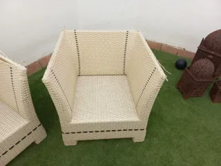 Sofá y 2 sillones Smania ratán beige