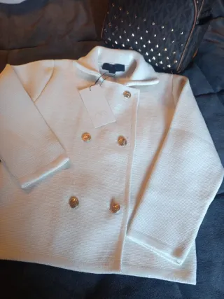 Chaqueta punto Zara cruzada blanca  blan.. roto