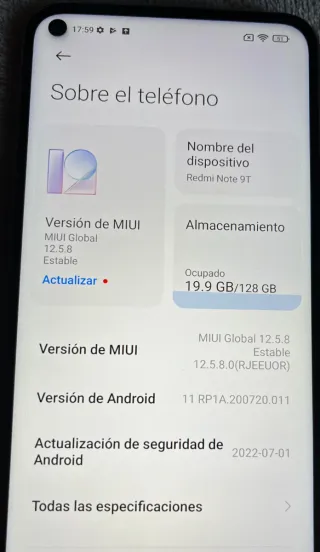 Xiaomi Redmi Note 9T 128 GB BATERÍA NUEVA