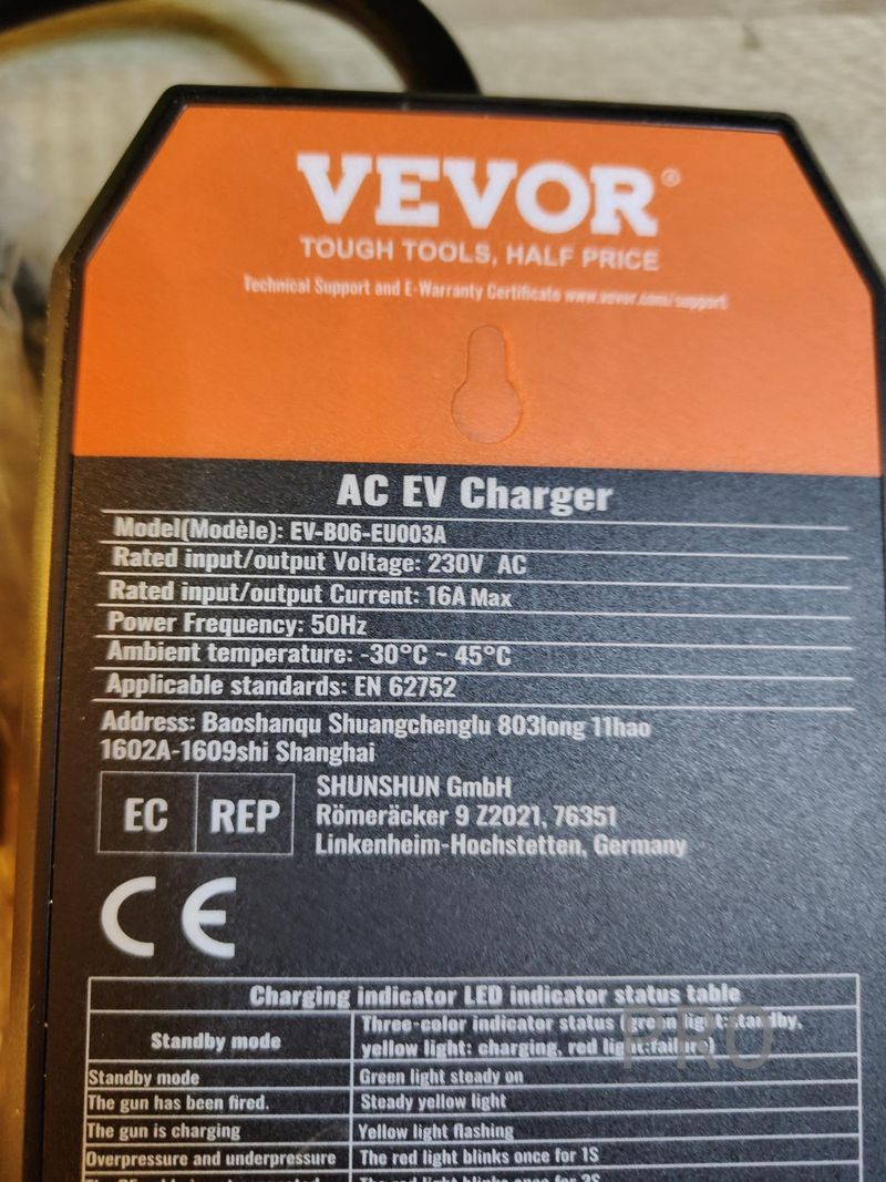 Cargador EV Portátil Tipo 2 VEVOR afbeelding 10