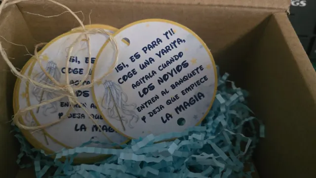 Etiquetas para varita mágica de boda