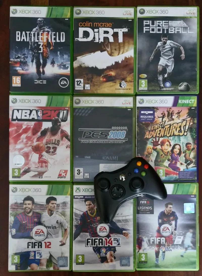 Mando Xbox 360 Negro + 9 Juegos