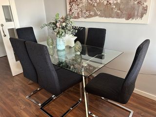 Mesa Comedor Cristal y Acero