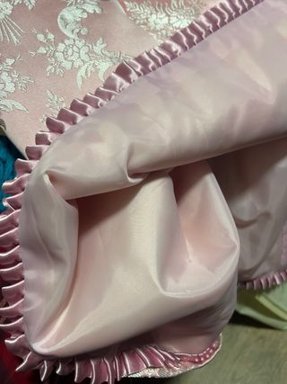 Falda Fallera Brocado Rosa Plata