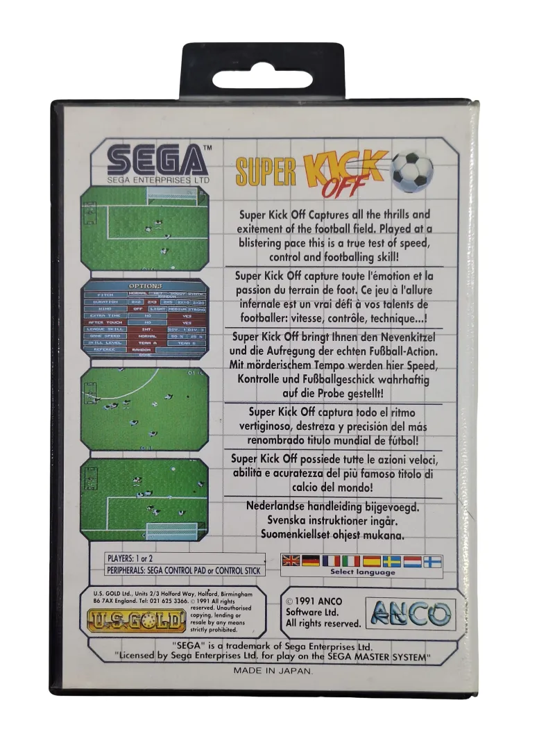 Super Kick Off US Gold Master System Sega afbeelding 2