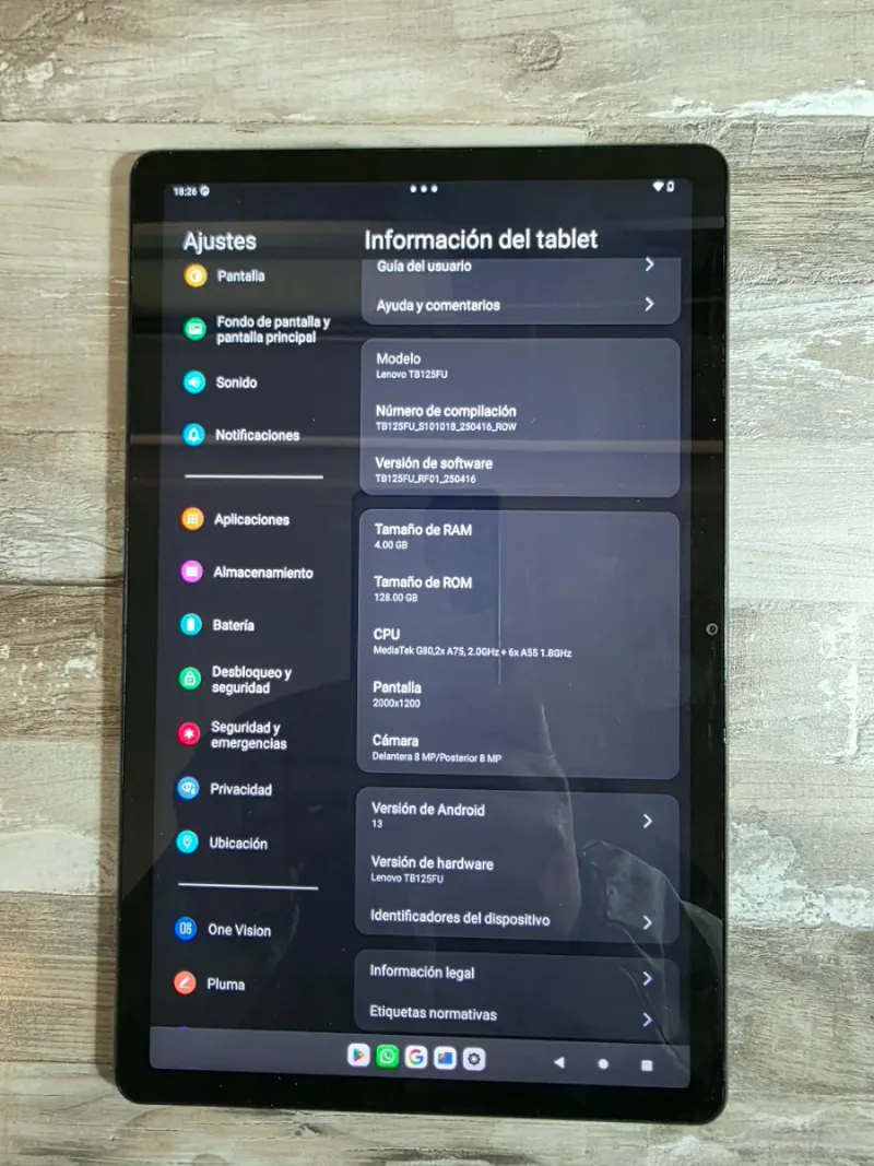 Tablet Lenovo TB125FU Negra afbeelding 3