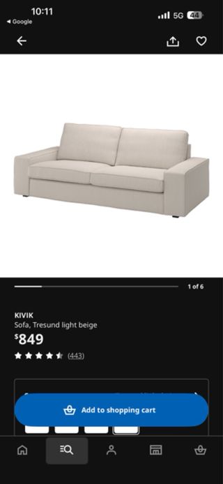 Sofá KIVIK IKEA Beige Tela