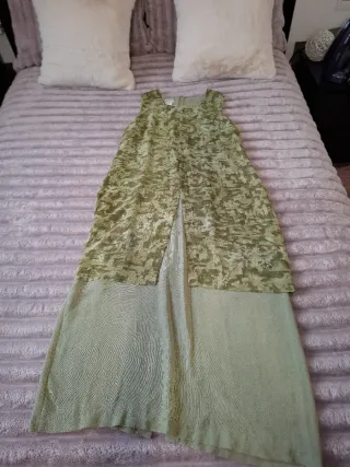 Vestido largo verde estampado