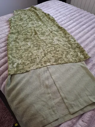 Vestido largo verde estampado