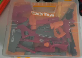 Lote de juguetes: abaco, caja herramientas