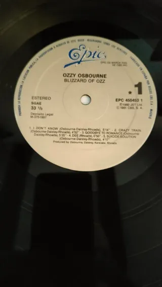 Ozzy Osbourne Blizzard Of Ozz LP España Vinilo