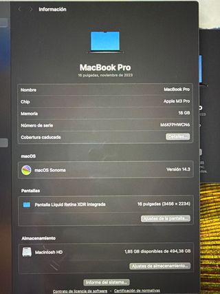 MacBook Pro 16” (2023) – Chip M3 Pro – 18GB RAM –