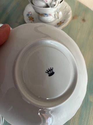 Antiguo juego consomé porcelana alemana