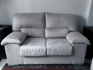 Lote 2 sofás tela beige