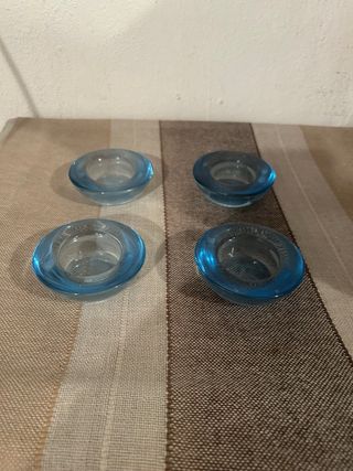 Conjunto 4 portavelas vidrio azul