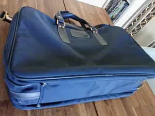 Bolsa retro,  de viaje,  SAMSONITE, azul y marrón.