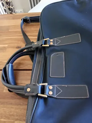 Bolsa retro,  de viaje,  SAMSONITE, azul y marrón.