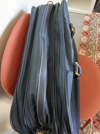Bolsa retro,  de viaje,  SAMSONITE, azul y marrón.