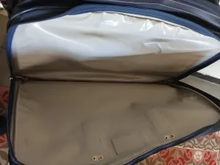 Bolsa retro,  de viaje,  SAMSONITE, azul y marrón.