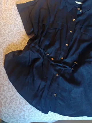 Camisa safari lino negra