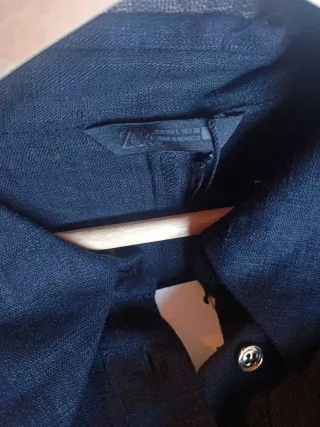 Camisa safari lino negra