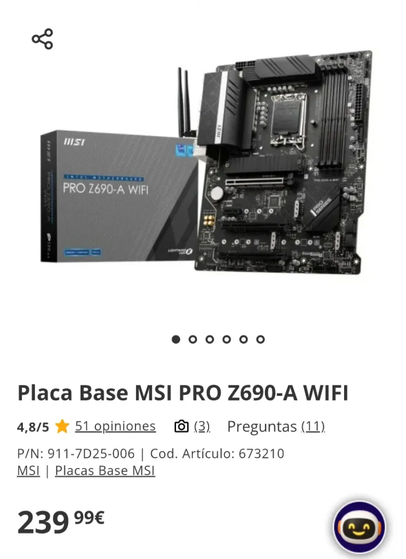 Placa Base MSI PRO Z690-A WIFI DDR5