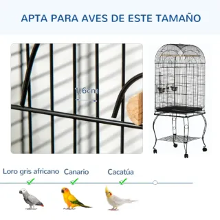 Jaula para pájaros acero con ruedas bandeja Nueva