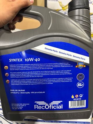 Aceite motor 10W40 RecOficial 5L