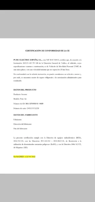 Patinete Eléctrico Pure